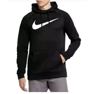 NIKE MEN'S BLACK HOODIE THERMA FIT SWOOSH‎ PULL-OVER ZIP POCKET CU6238-010 Sz M